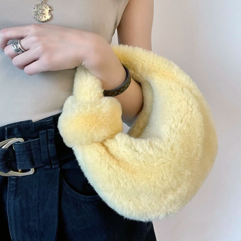 Women's Plush Cloud Pleated Underarm Bag