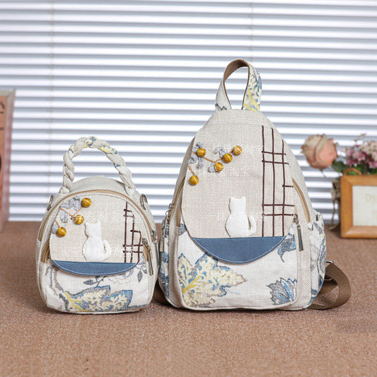 All-matching And Lightweight Handmade Cat Canvas Bag