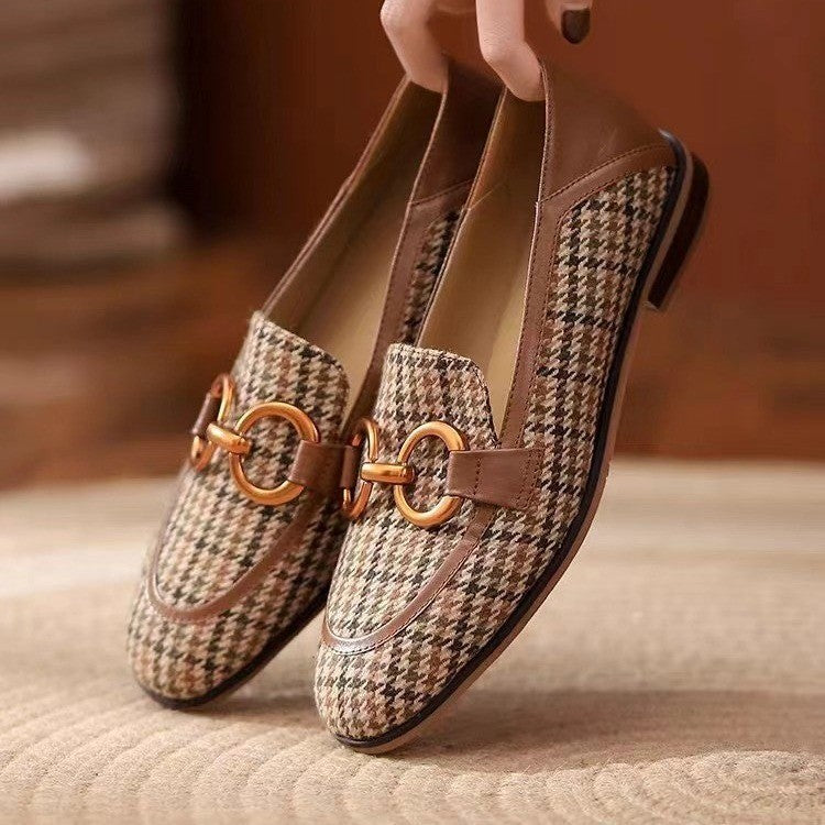 Zapatos de mujer de tacón bajo estilo retro francés