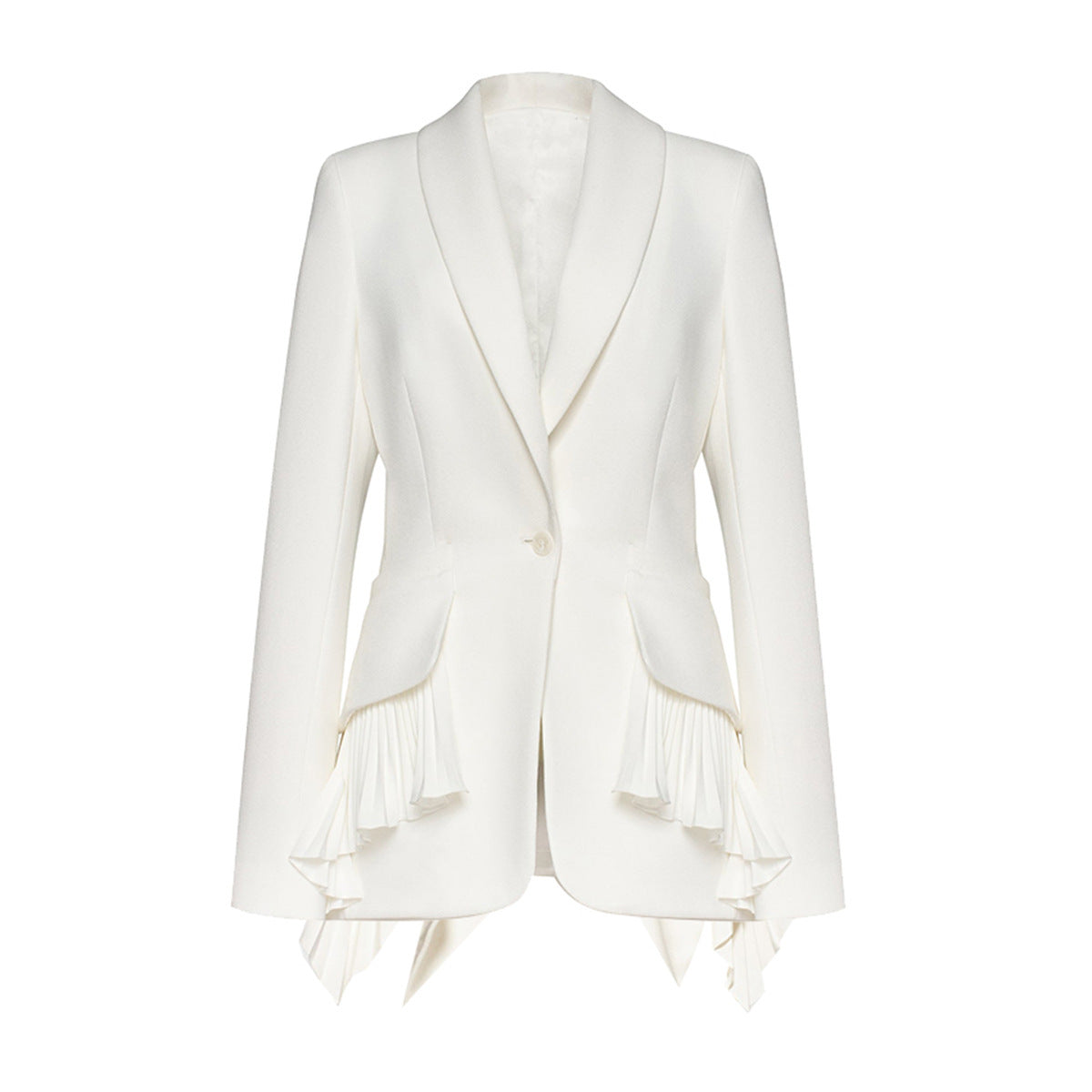 Women's Pleated Suit Jacket With Hem Stitching