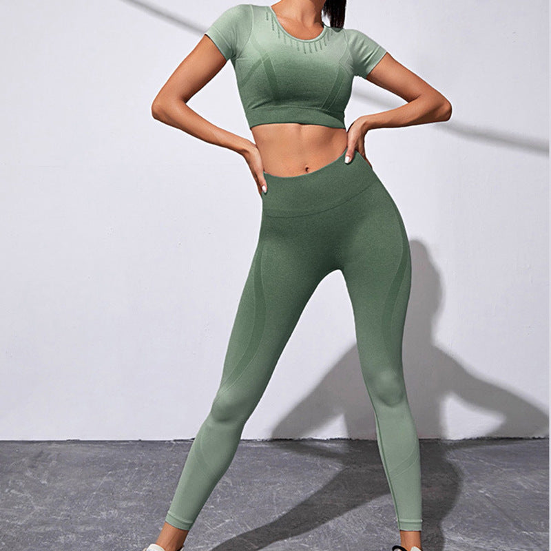 Hanging Dyed Seamless Gradient Yoga Clothes Suit High Sense