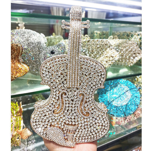 Increíbles bolsos de noche de lujo con cristales de violín para fiestas