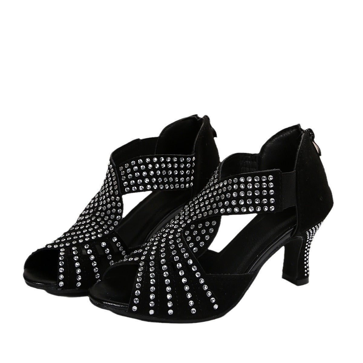 Spring And Summer New Rhinestone High-heeled Peep Toe Sandals