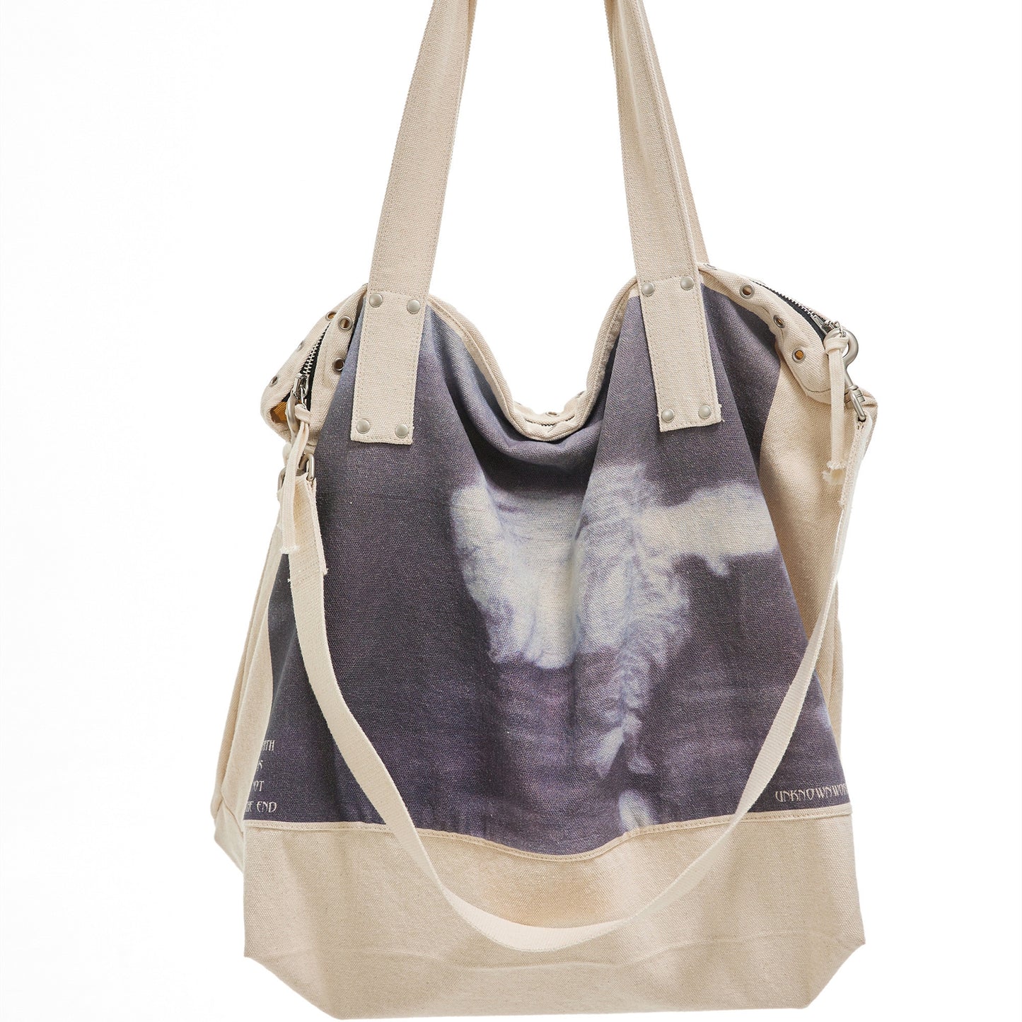 Zip Air-Eyed Printed Tote Canvas Bag