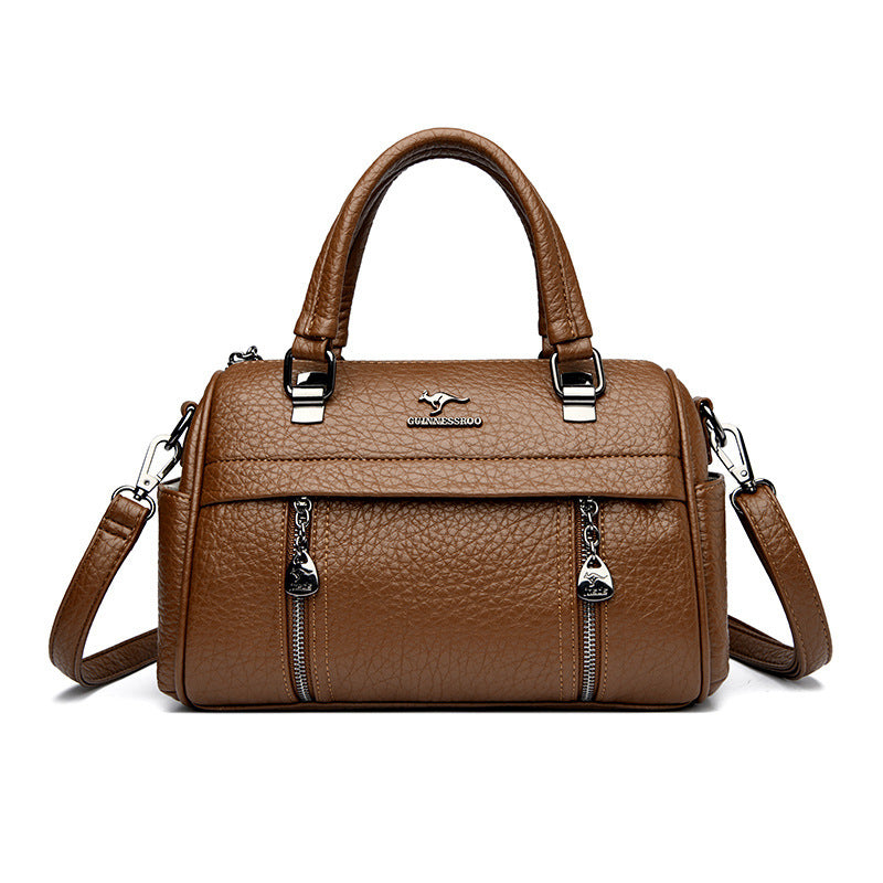 Bolso Boston retro texturizado para mujer, gran capacidad, portátil