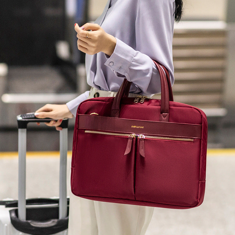 Bolso para portátil con cremallera de poliéster para mujer