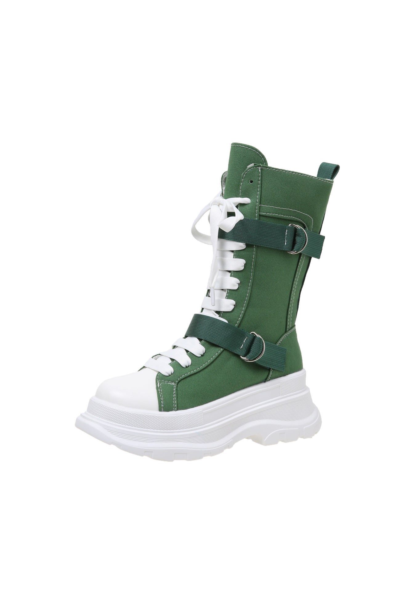 Women's Fashion Casual Platform Lace-up Canvas Boots