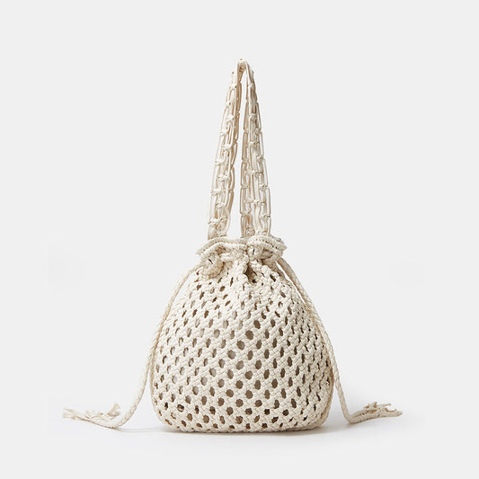 Ins Hand-woven Cotton Bucket Bag Fashion Simple