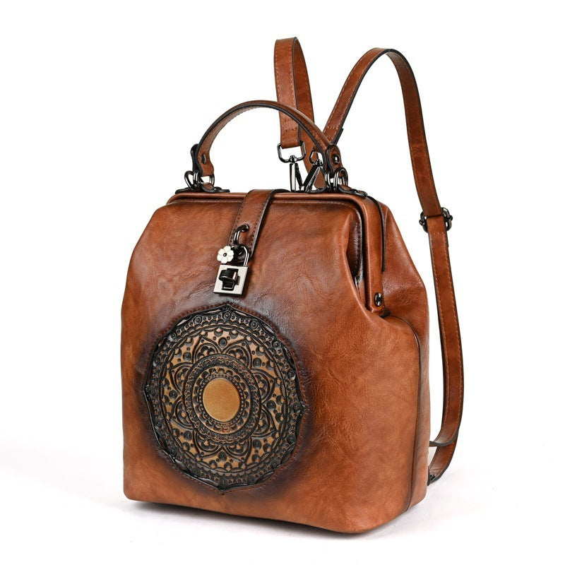 Leisure Travel Retro Embossing Women's Backpack