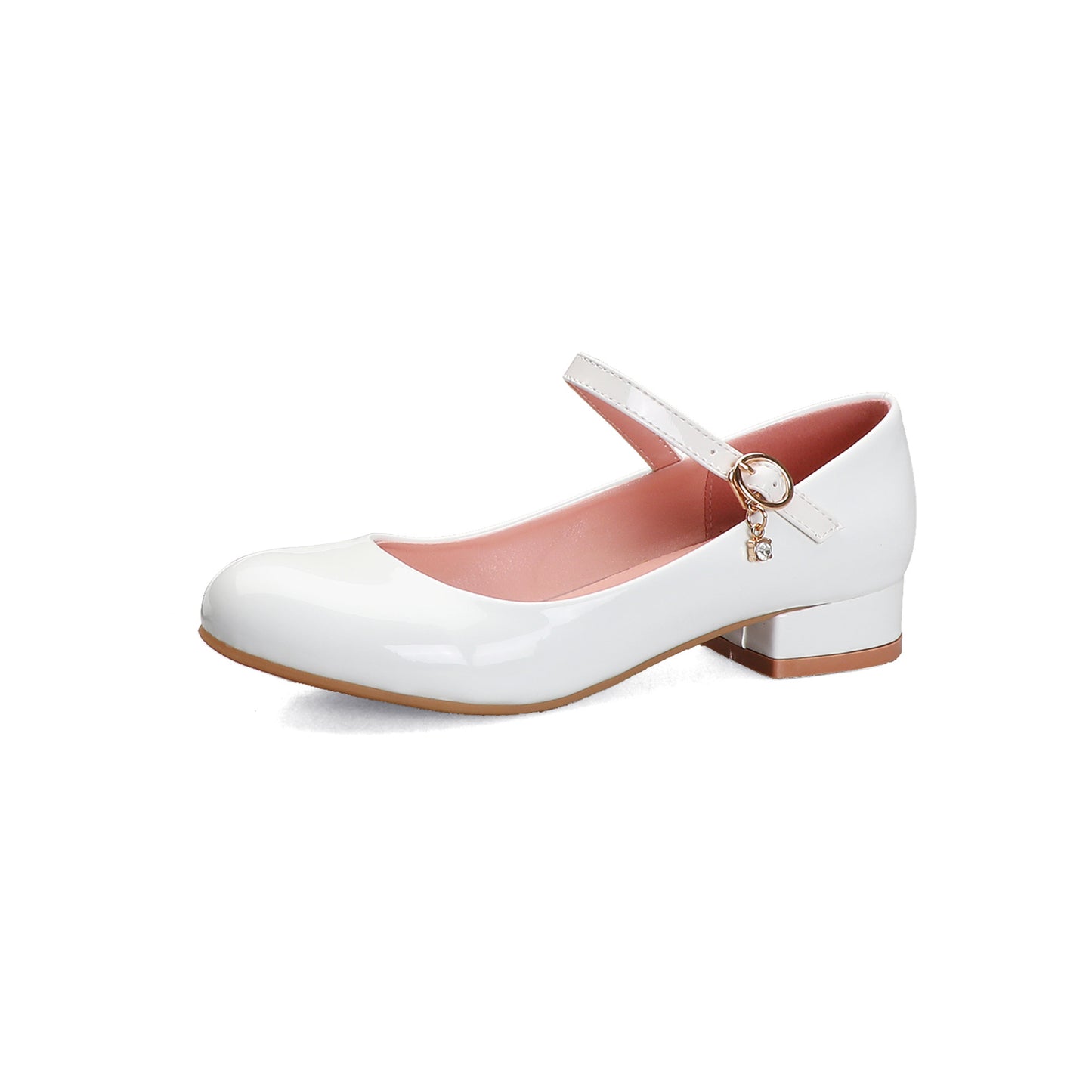 Women's Students White Single Shoes Chunky Heel Medium Heel