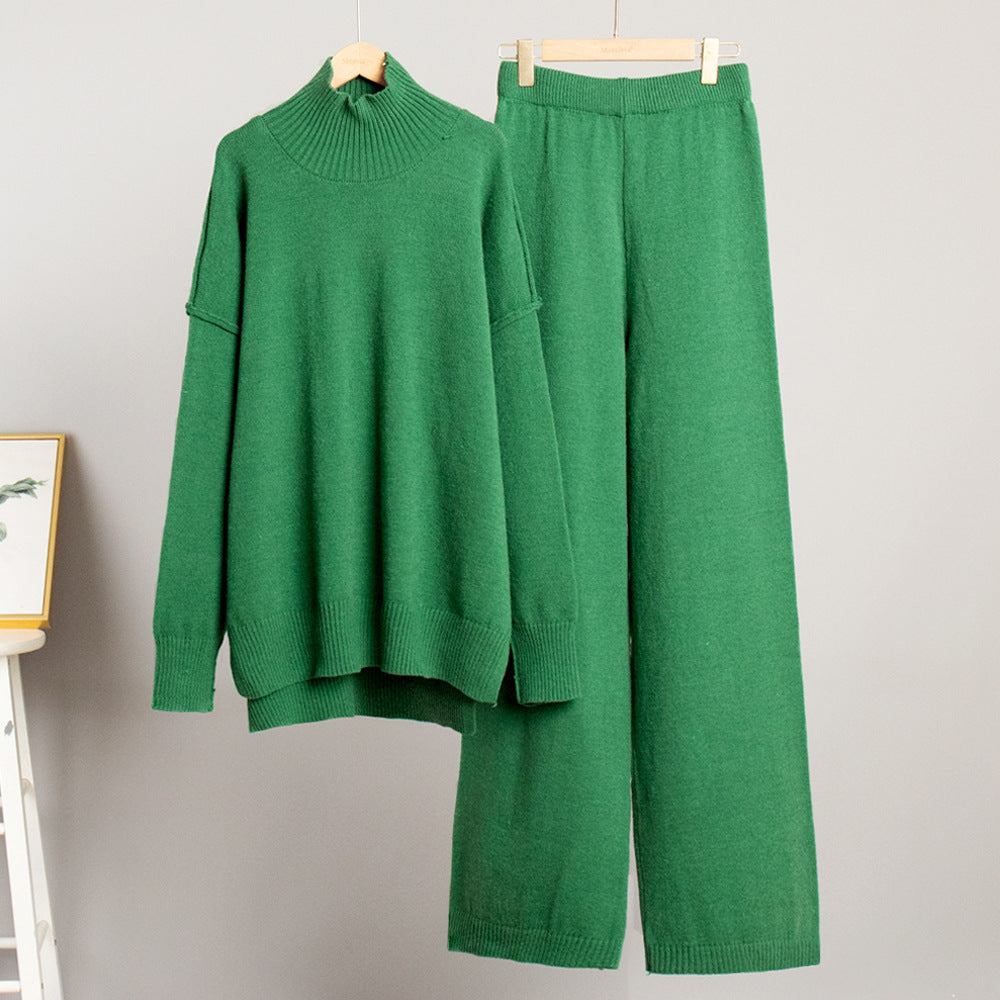 Loose Casual Lazy Thickened Knitting Trousers Suit