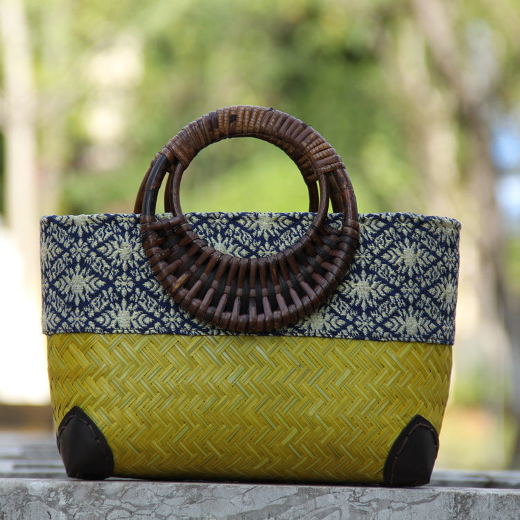 Women's New Ethnic Style Bamboo Woven Bag Handbag