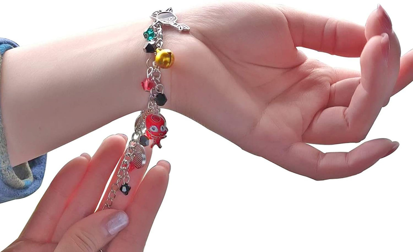 Ladybug Superhero And Cat Bracelet Charm With Crystal Bead Bangle For Kids Cosplay Adjustable Jewelry