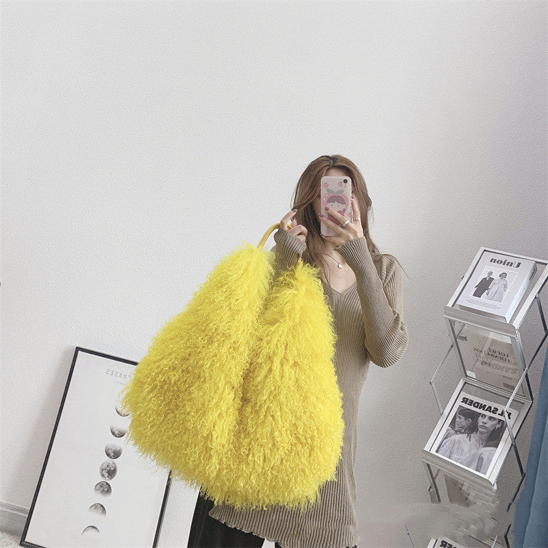 Women's New Beach Wool Fur Plush Bag