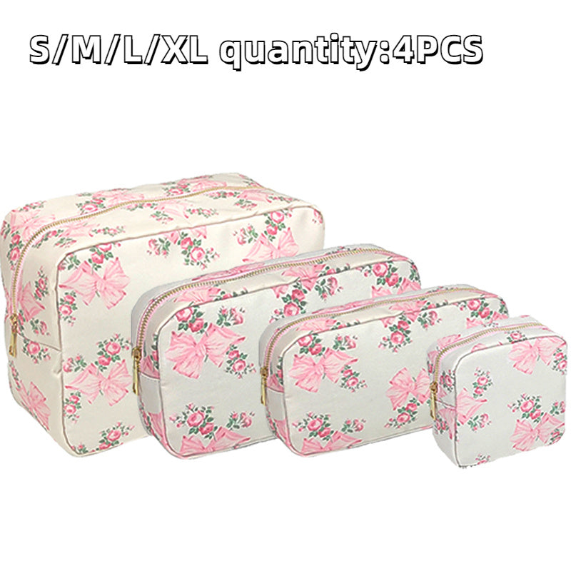 Makeup Bag  Printed Bow Toiletry Pouch Waterpro