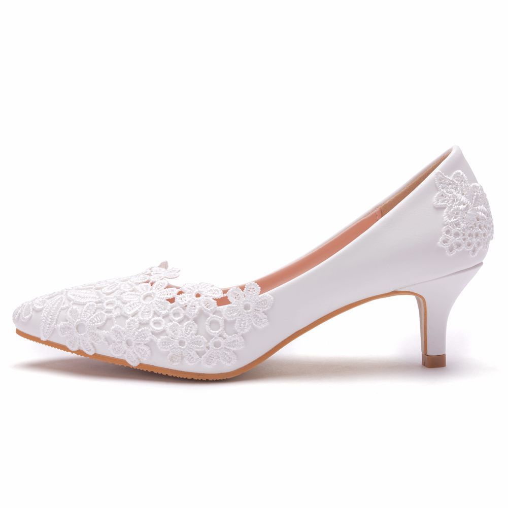 Women's Fashion Simple Lace Flower Wedding Shoes