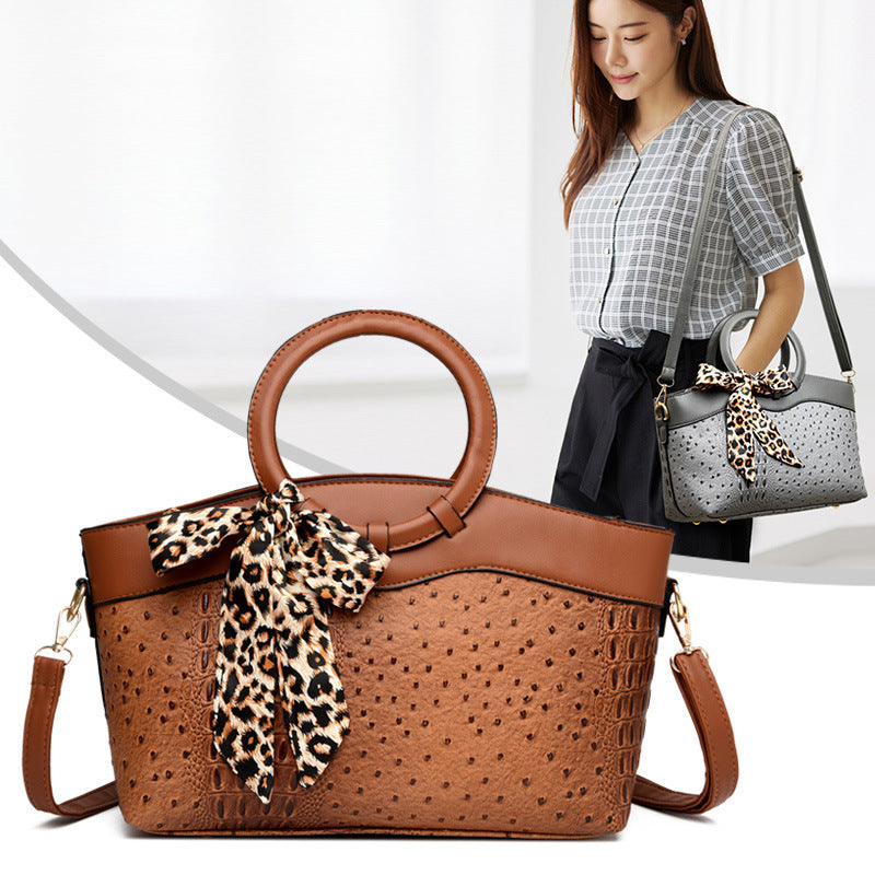 Fashion Stone Pattern Ring Shoulder Women's Handbag