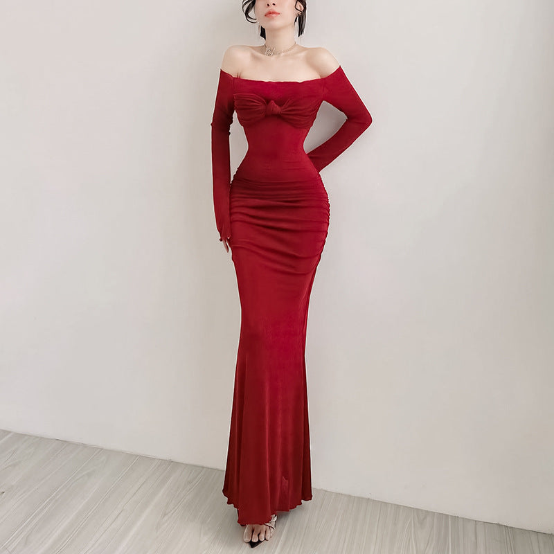 Fashionable Elegant Sexy Slim-fit Off-shoulder Chest Dress