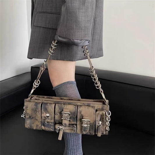 Special-interest Design Long Multi-pocket Ring Shoulder Bag