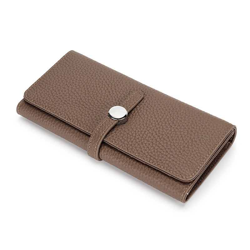 Women's Leather Long Wallet With Large Capacity Folding