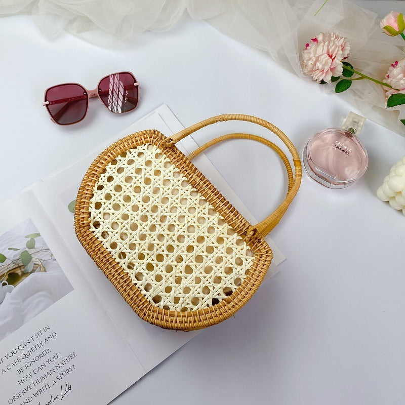 Women's Fashion Vintage Woven Rattan Tote Bag