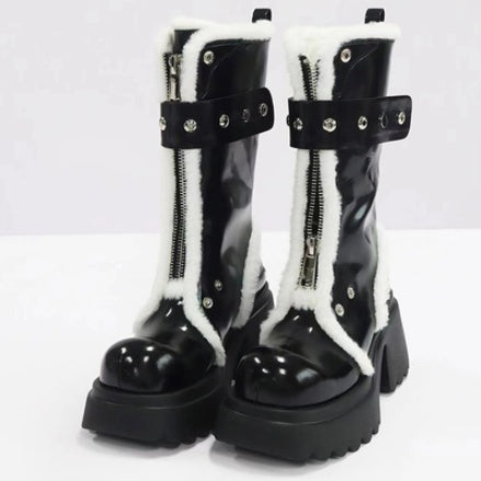 Botines Suela Gruesa Con Terciopelo En El Tubo Nieve Mujer