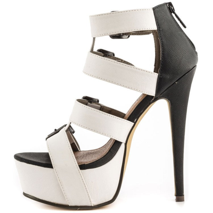 Belt Buckle Platform High Heel Roman Sandals