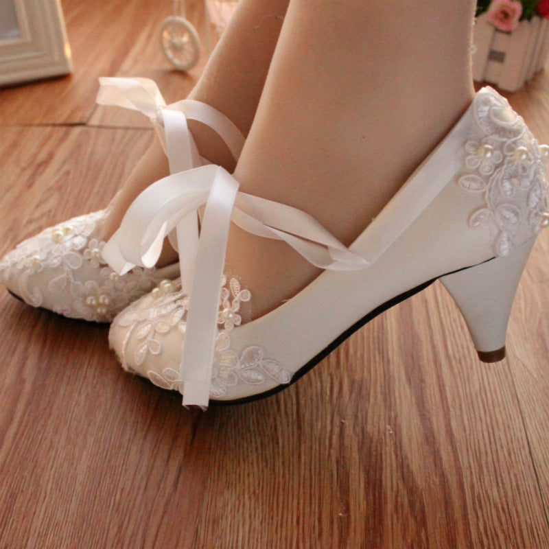 Strap White Large Flat Bottom Wedding Shoes