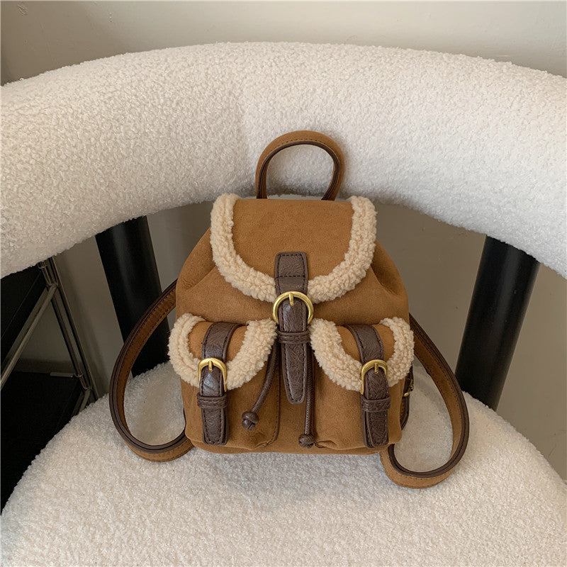 Lamb Wool Backpack Scrub For Women