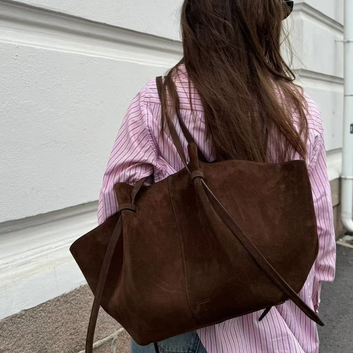 Bolso de hombro para mujer, de gamuza esmerilada, de gran capacidad, bolso de mano portátil