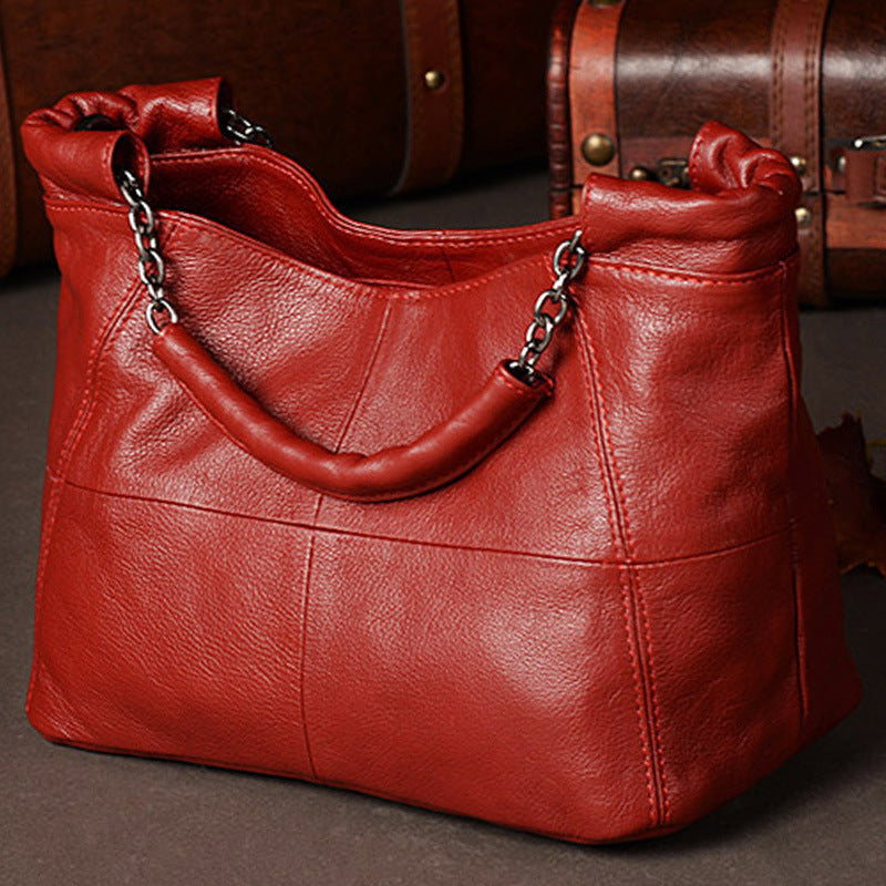 Ladies New Handbag Shoulder Bag Leather Top Layer Chain