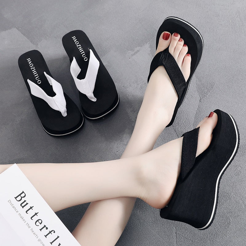 Chanclas de cuña antideslizantes de estilo coreano para mujer para verano