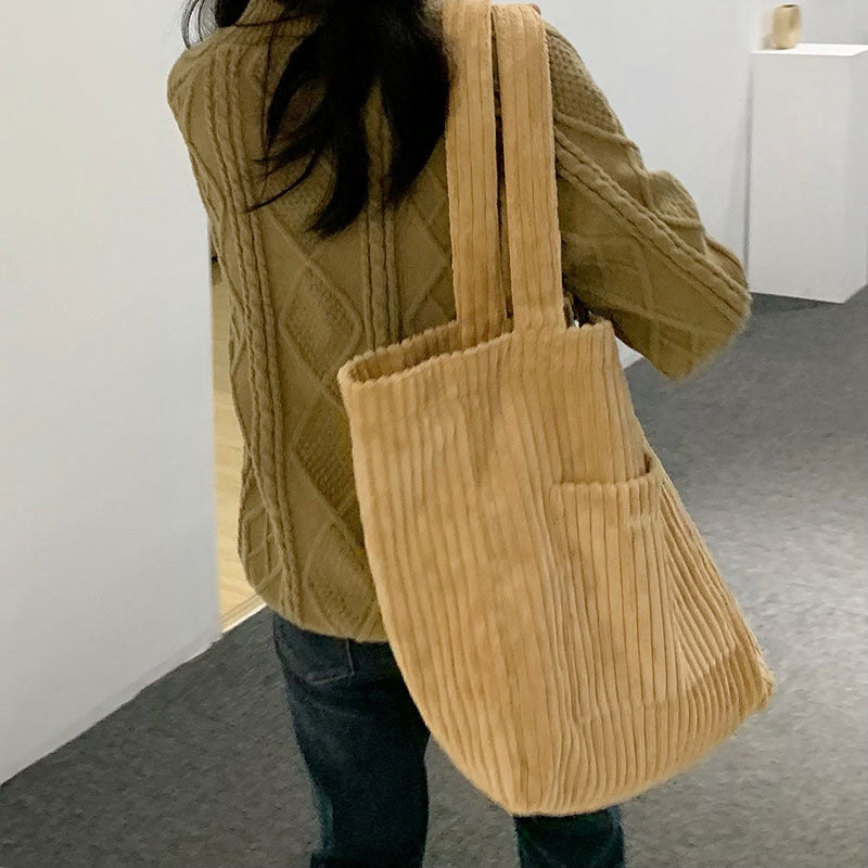 Bolso de mano de felpa de gran capacidad japonés para otoño e invierno