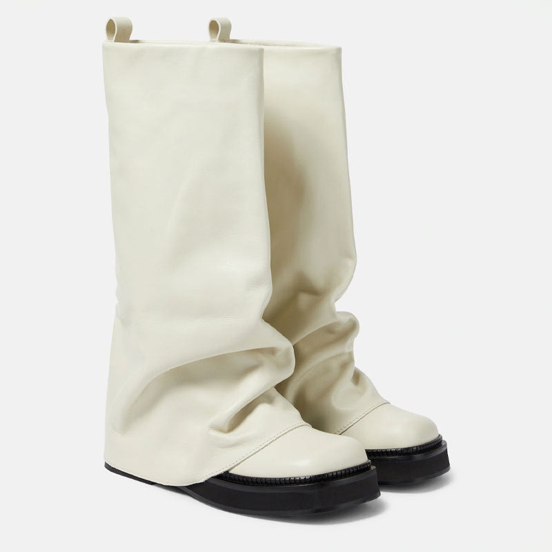 Locking Round Headed Long Tube Women's Boots