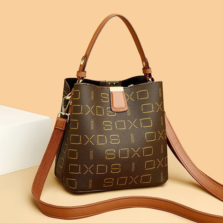 New Women's Alphabet Brown Rice Shoulder Bag Handbag