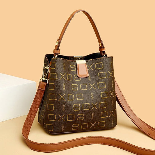 New Women's Alphabet Brown Rice Shoulder Bag Handbag