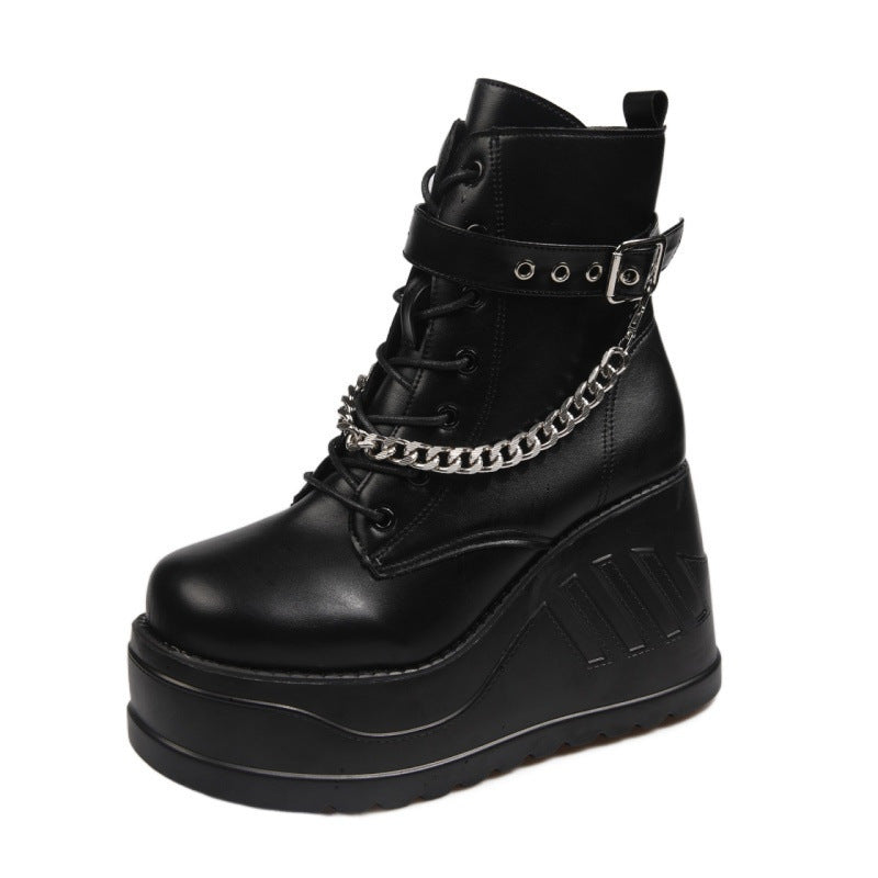 Plus Size Thick-soled Belt Buckle Martin Boots For Women