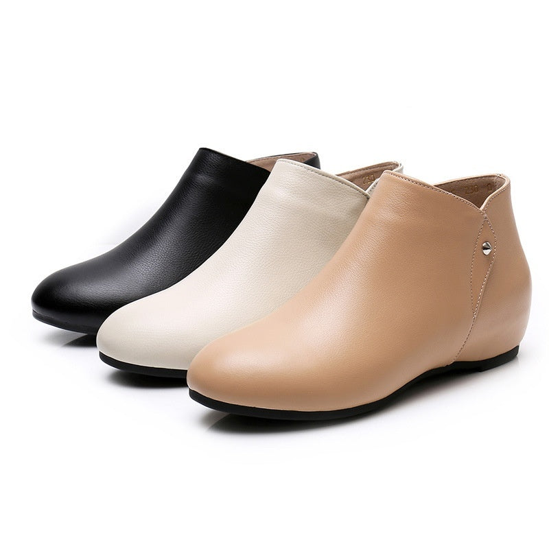 Genuine Leather Deep Mouth Flat Shoes Women