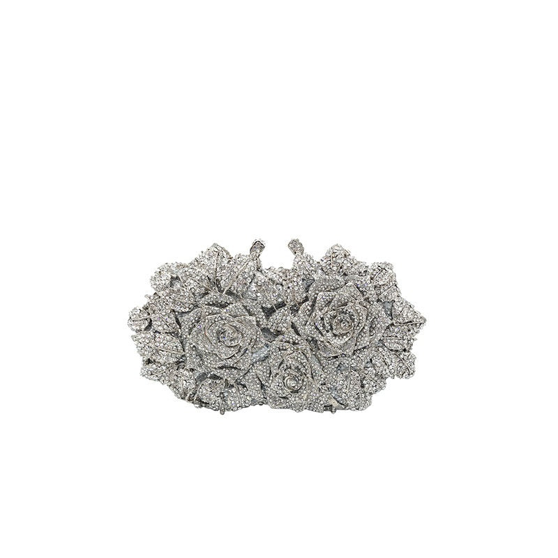 Hollow Flower Bag Portable Diamond Rhinestone Clutch