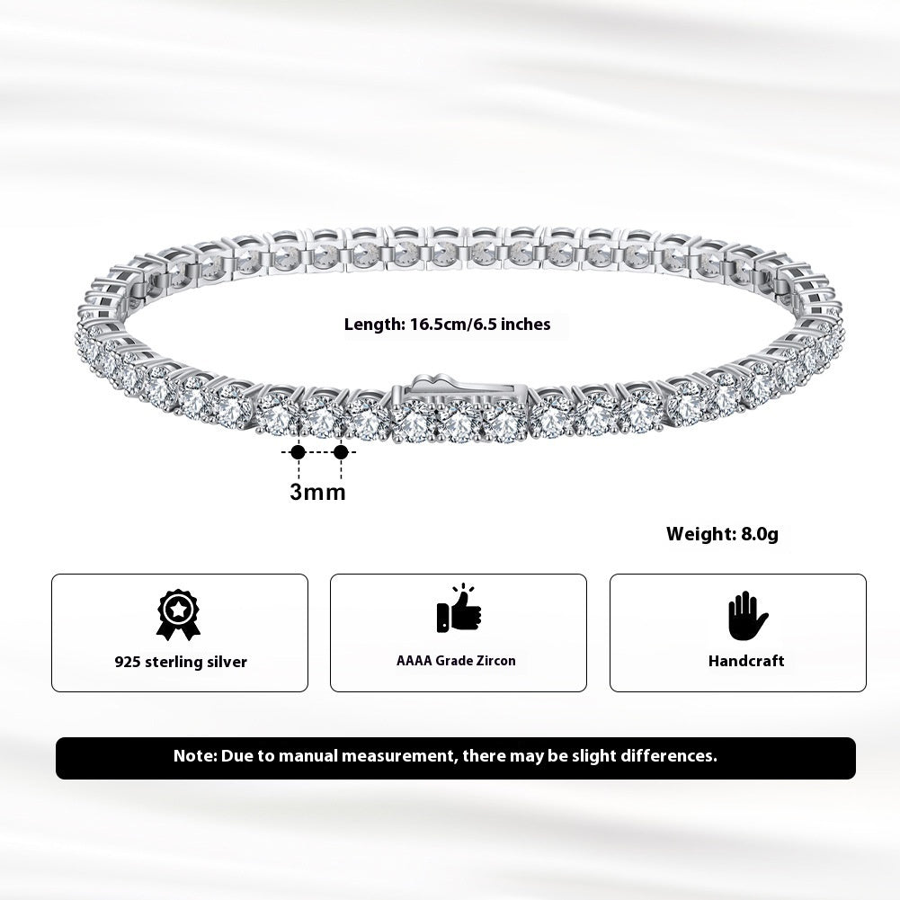 Bracelet de tennis pour soins capillaires en argent sterling S925 de 40 mm