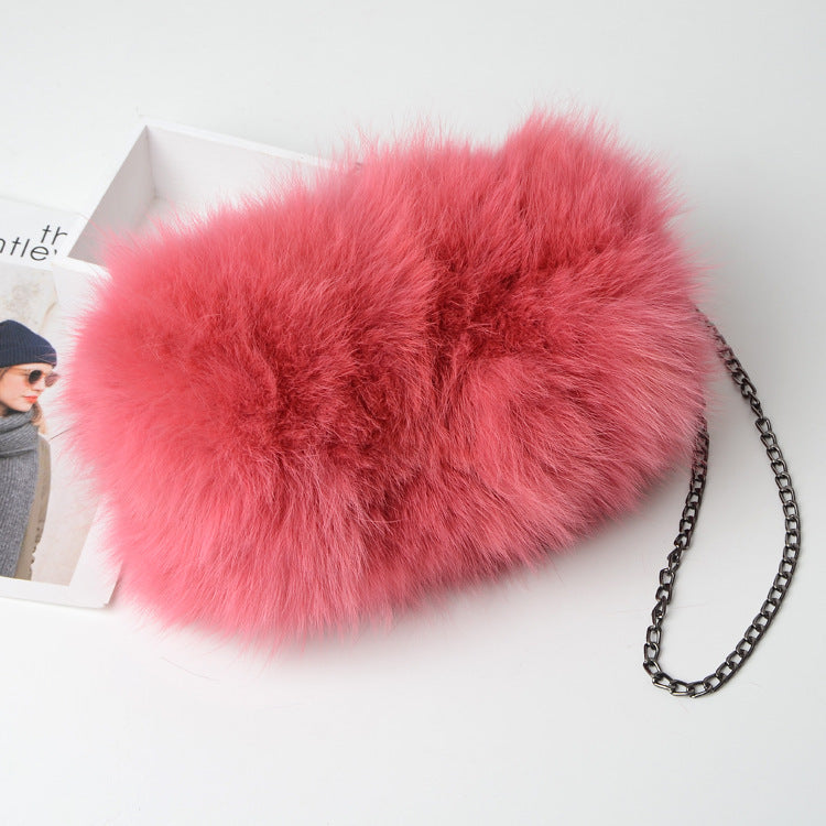 Fashion Fox Fur Warm Hand Warm Fox Fur Fur Women's Shoulder Chain Crossbody Bag