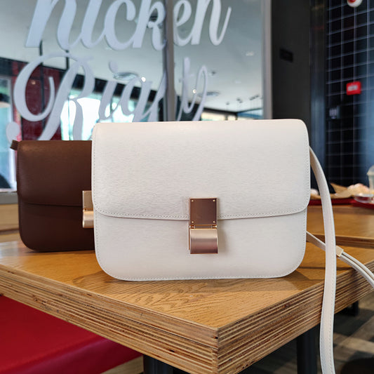 Leather Tofu Bag Box One Shoulder Messenger