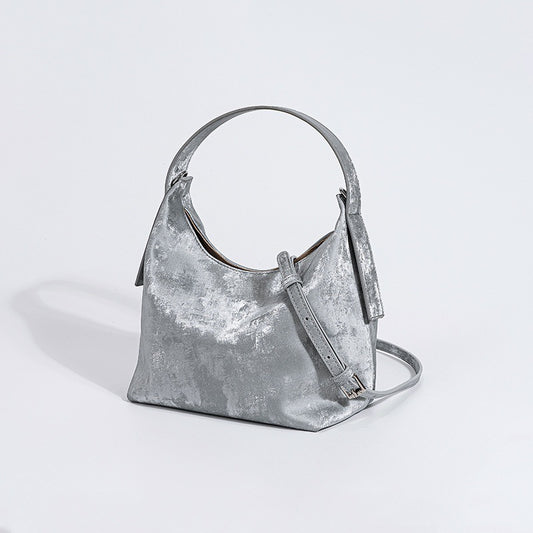 Fashion Satin All-match Genuine Leather Women's Bag