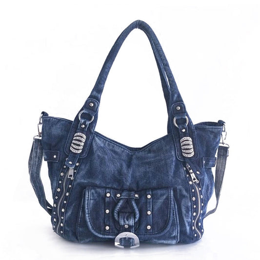 Niche Retro Diamond-studded Denim Hand-held One-shoulder Messenger Bag