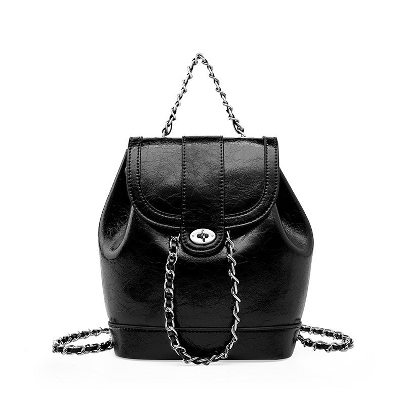 Chain Cowhide Large Capacity Retro One Shoulder Two Shoulders Bag