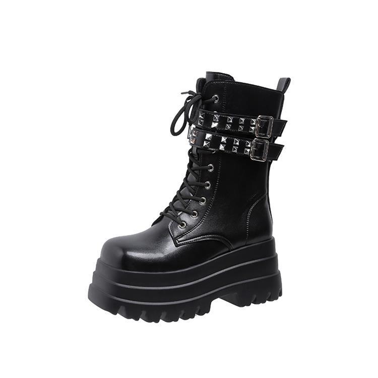 European And American Large Size Women Handsome Thick-soled Tooling Boots