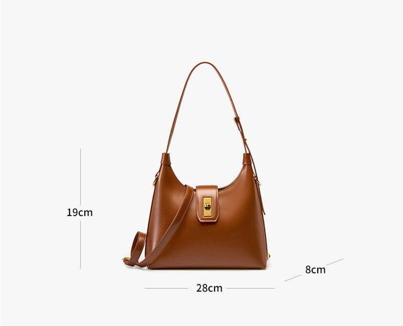 Shoulder Bag Genuine Leather Retro French Stick Female