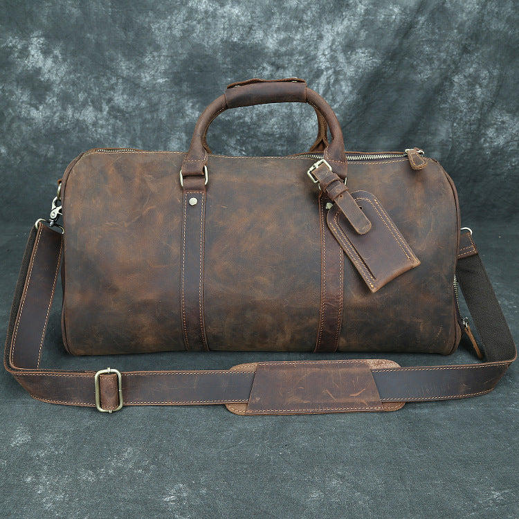 Bolso de viaje vintage de piel Crazy Horse de gran capacidad para hombre