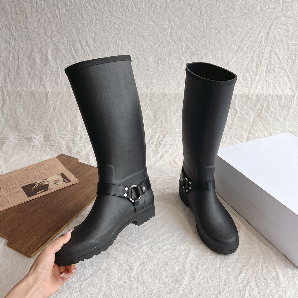 Below The Knee Buckle Knight Boots Waterproof