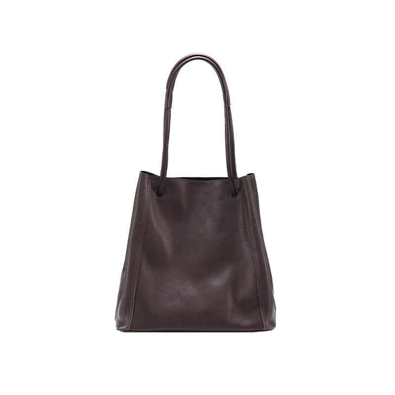 Soft Leather Bucket Bag Female Genuine Leather Crossbody